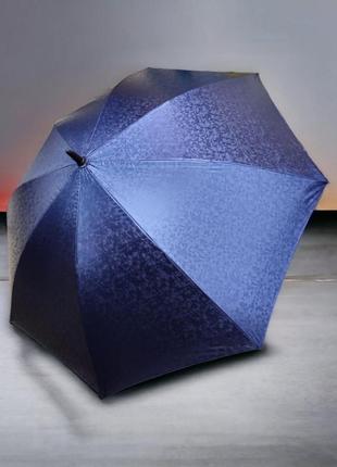 Стильный однотонный мужской-женский зонт-трость королевский купол, полуавтомат с системой антиветер, синий