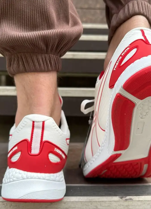Мужские кроссовки supor,a2310-5,белые с красными вставками4 фото