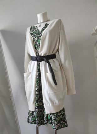 Белый кардиган кофта длинная коттон