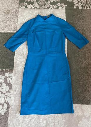 Платье офисное платье рукав 3/4 синего цвета1 фото