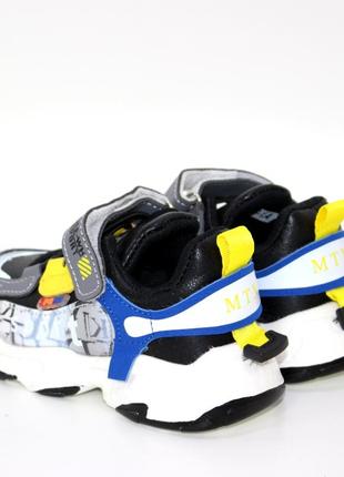 Дитячі жовто-блакитні кросівки для хлопчика з липучкою3 фото