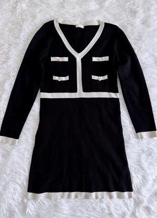 Чёрное платье kilky с белыми вставками в стиле chanel7 фото