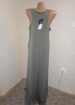 Летний сарафан хаки peacocks р.14  (ог 100-120, дл.142) стрейч вискоза