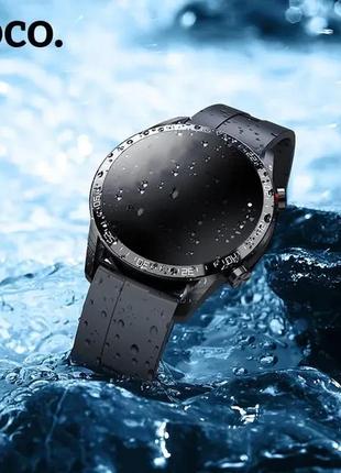 Смарт часы hoco водонепроницаемые ip68 чорные1 фото