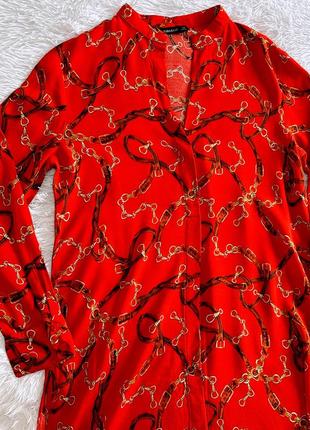 Яркое красное платье zara в цепочках8 фото