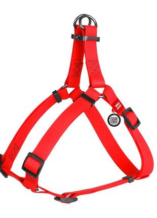 Шлея для собак waudog waterproof, металева пряжка-фастекс, червоний, ог xs (30-39 см), ширина 15 мм