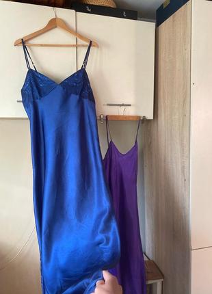 Платье миди, платье атлас, стильное платье синяя, платье макси, платье шелк1 фото