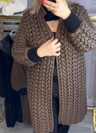 Шикарный кардиган пальто ,накидка,вязка , тёплый, турция.
