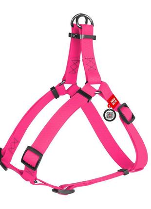 Шлея для собак waudog waterproof, металева пряжка-фастекс, рожевий, ог xs (30-39 см), ширина 15 мм