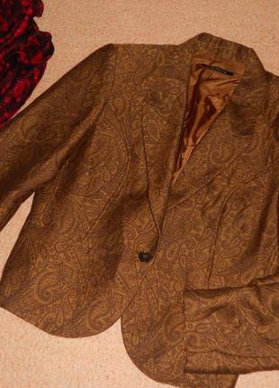Пиджак жакет  - шерсть и шелк - жаккардовая ткань 48 - 50 размер1 фото