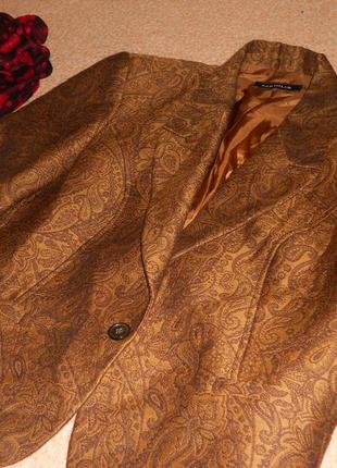 Пиджак жакет  - шерсть и шелк - жаккардовая ткань 48 - 50 размер7 фото
