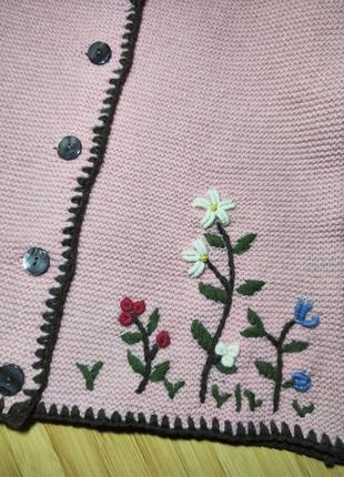 Невероятный 👑шерстяной винтажный розовый кардиган с вышивкой eur 427 фото