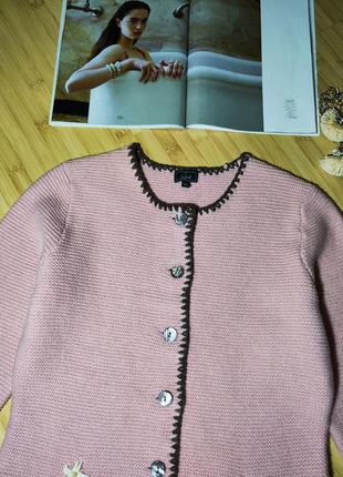 Невероятный 👑шерстяной винтажный розовый кардиган с вышивкой eur 425 фото
