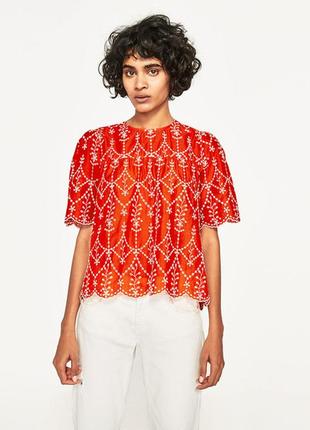 Zara top из прошвы блуза