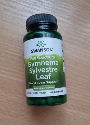 Swanson, gymnema sylvestre leaf, дымная сольвестра, полный спектр действия, 400 мг, 100 капсул