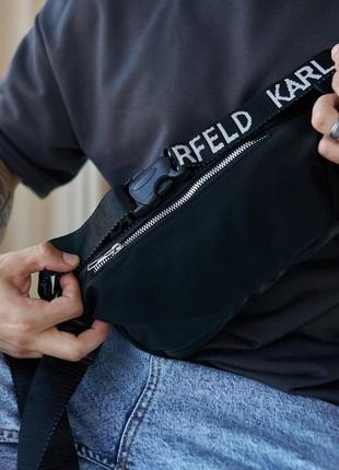 Сумка karl lagerfeld черная поясная бананка мужская сумка