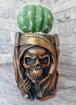 Искусственный кактус-суккулент декоративный кашпо в виде черепа декоративный кактус для комнаты2 фото