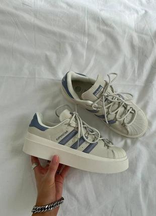 Женские кроссовки adidas superstar beige violet 36-37-381 фото