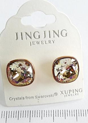 Серьги пусеты гвоздики xuping с кристаллами камнями сваровски swarovski