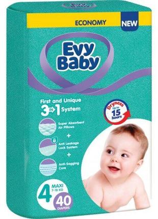 Подгузники детские evy baby эви беби maxi макси jumbo 4 (7-18 кг),160 шт(4*40)2 фото