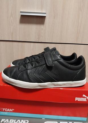 Качественные стильные кожаные брендовые кеды hummel1 фото