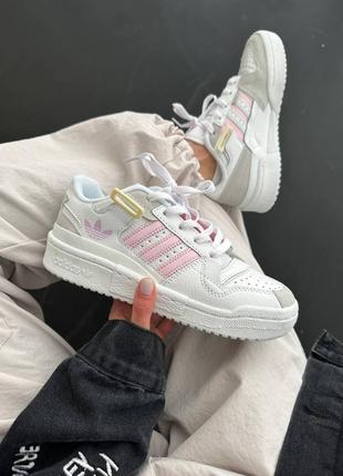 Sale   кросовки в стиле adidas forum “white / light pink”