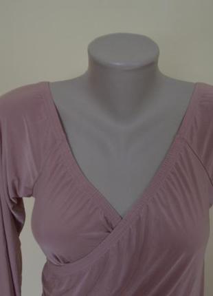 Мега круте брендове плаття нове з драпіруванням довгий рукав рожево-бежева4 фото