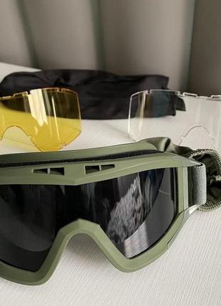 Тактические очки олива/защитная маска / баллистические очки со сменными линзами 3шт4 фото
