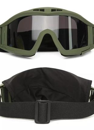 Тактические очки олива/защитная маска / баллистические очки со сменными линзами 3шт9 фото