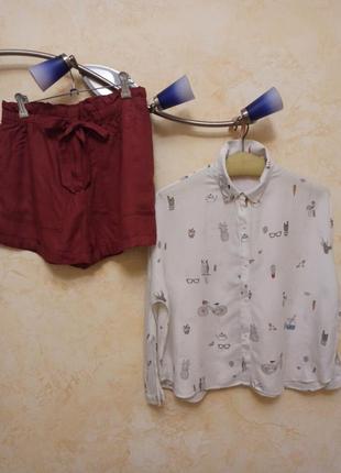 Красивый летний аутфит вискозная блузка zara и шорты5 фото