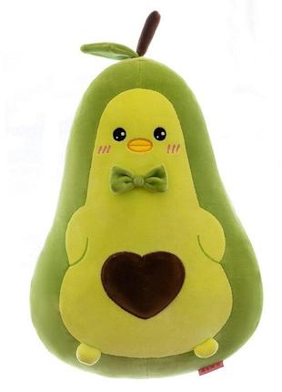 Авокадо - мягкая плюшевая игрушка (плюшевый авокадо) зелёный, розовый 40 см.2 фото