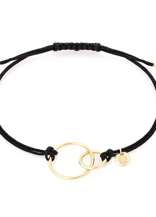 Браслет круги из серебра с позолотой на шнурке от ania kruk, оригинал, польша