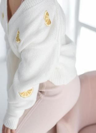 Кардиган свитер шерсть плетения пуговицы кардиган вязаный на пуговицах принт лимон кофта длинный рукав короткий оверсайз свободный2 фото