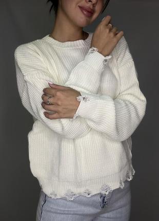 Женский белый свитер6 фото