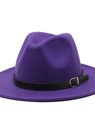 Стильний  фетровий капелюх федора фіолетовий 56-58р (743)