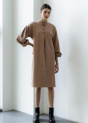 Замшевое демисезонное платье свободного кроя с поясом и широкими рукавами 42-52 размеры разные цвета3 фото
