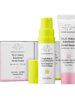 Набор drunk elephant маска tlc. sukari babyfacial и масло марулы virgin marula luxury facial oil