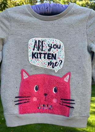 Світшот кофта светр з кицею кицькою з кошеням з котиком