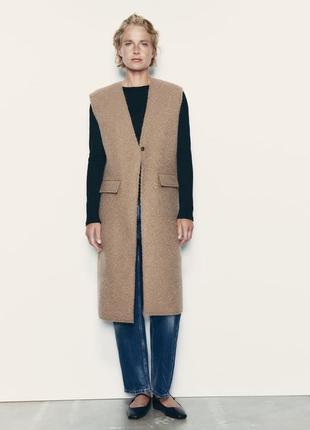 Длинный жилет бежевый zara new