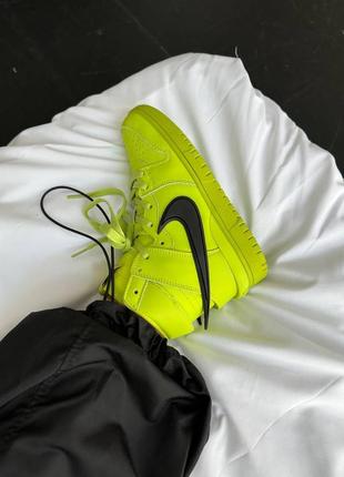 Sale   кросовки в стиле  nike sb dunk high x ambush acid green2 фото