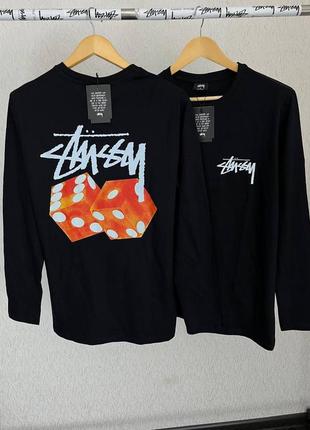 Чорний лонгслів stussy