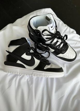 Sale   кросовки в стиле  nike sb dunk high x ambush black / white1 фото