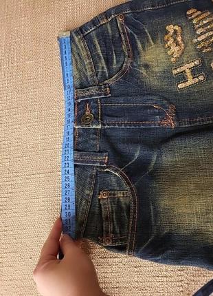 Джинсовая юбка мини коттон джинс пайетки украшения принт потертая тай дай желтая зеленая6 фото