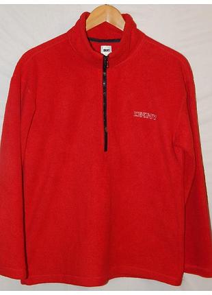 Винтажная флисовая кофта dkny красного цвета с молнией 1/4 unisex donna karan new york...