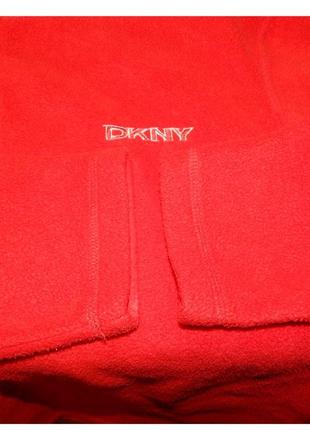 Винтажная флисовая кофта dkny красного цвета с молнией 1/4 unisex donna karan new york (made in usa)9 фото