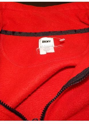 Винтажная флисовая кофта dkny красного цвета с молнией 1/4 unisex donna karan new york (made in usa)6 фото