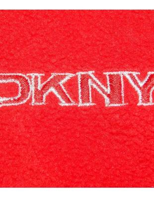 Винтажная флисовая кофта dkny красного цвета с молнией 1/4 unisex donna karan new york...