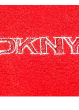 Винтажная флисовая кофта dkny красного цвета с молнией 1/4 unisex donna karan new york (made in usa)7 фото