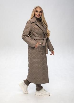 Демисезонное стеганое пальто гала с поясом на тинсулейте 44-54 размеры разные цвета3 фото