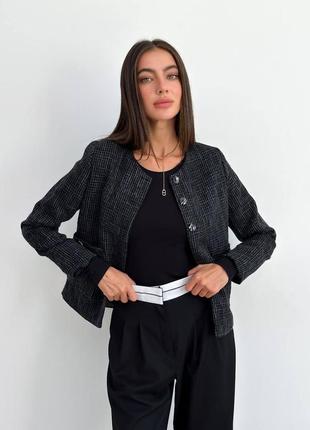 Пиджак женский на пуговицах с карманами качественный стильный базовый белый черный7 фото